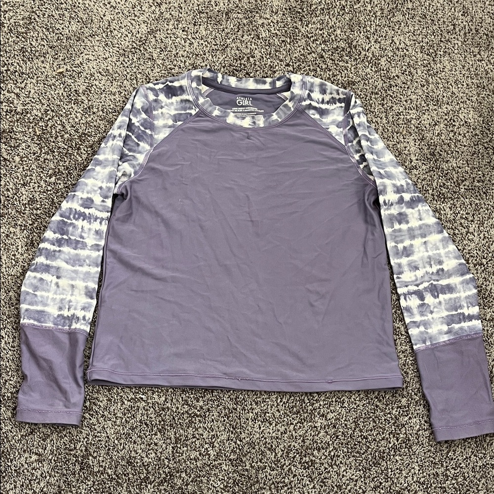 Athleta Girl Tie-Dye Rashguard in Purple and White